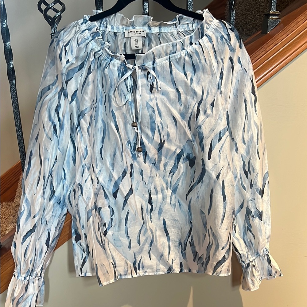 Zara Blue and White Women's Top